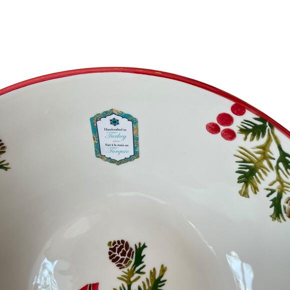 PAPART SERAMIK Red Cardinal Serving Bowl 12in Handcrafted in Turkey NEW - Picture 10 of 13
